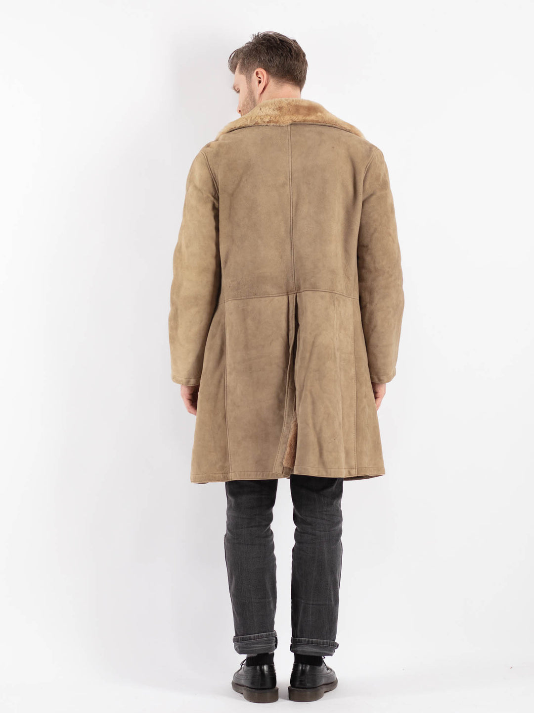 Vintage 70's Men Sheepskin Coat in Beige