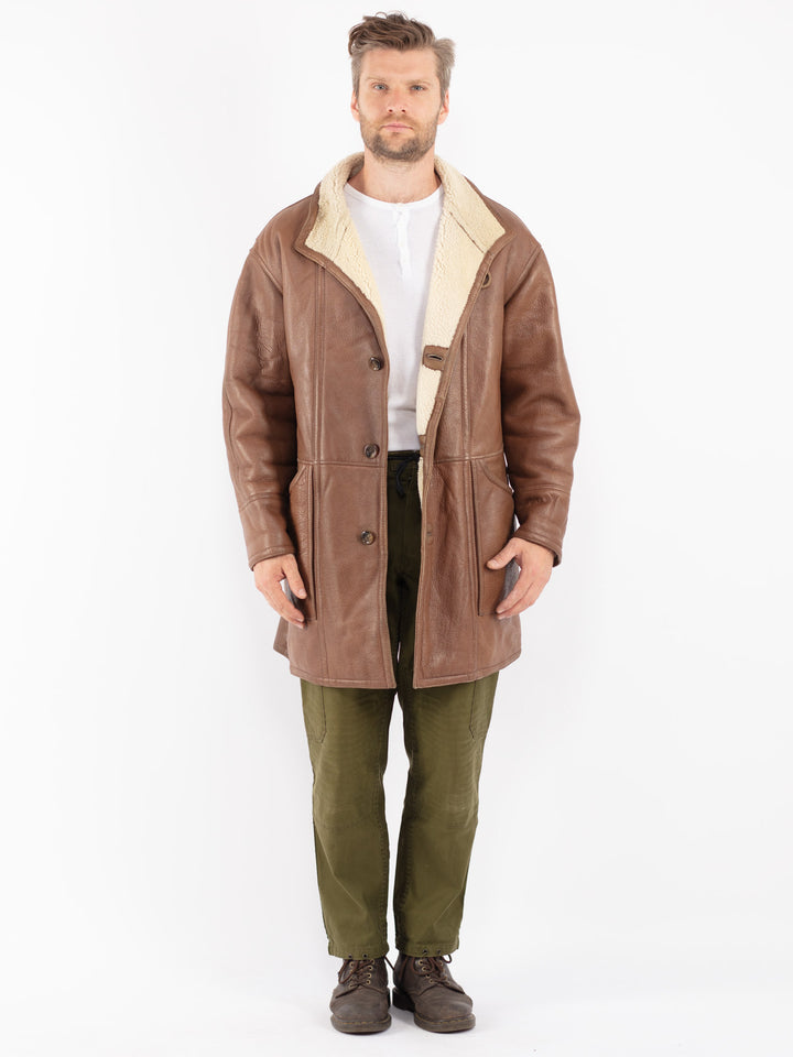 Vintage 70's Men Sheepskin Coat in Brown
