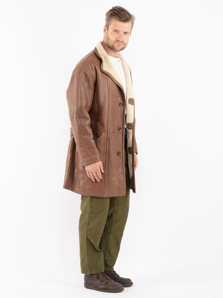 Vintage 70's Men Sheepskin Coat in Brown