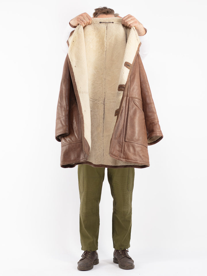 Vintage 70's Men Sheepskin Coat in Brown
