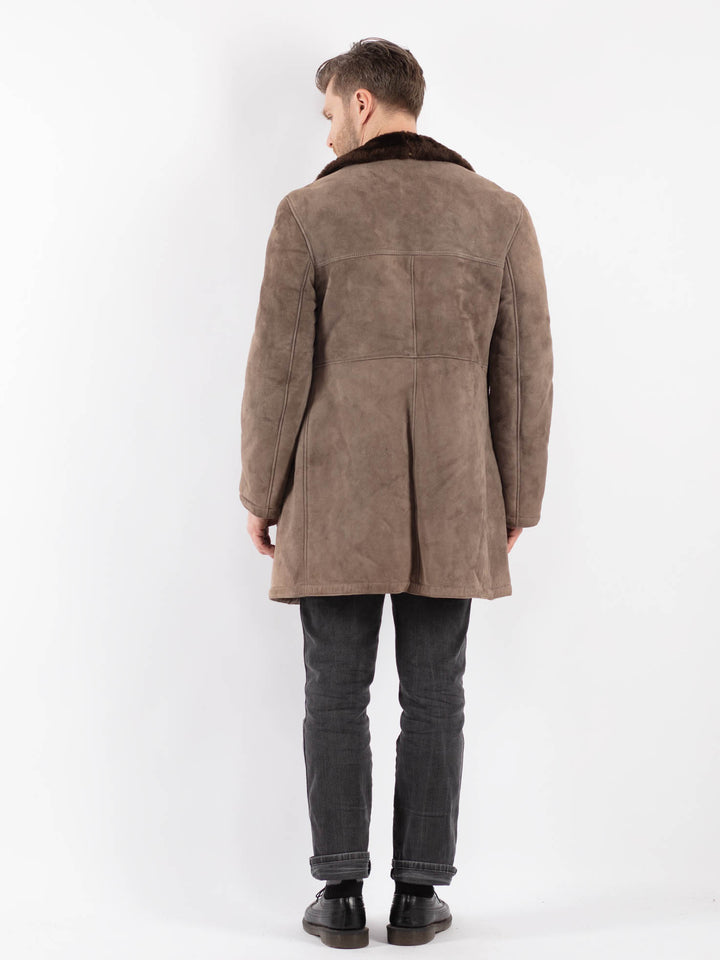 Vintage 70's Men Sheepskin Coat in Beige
