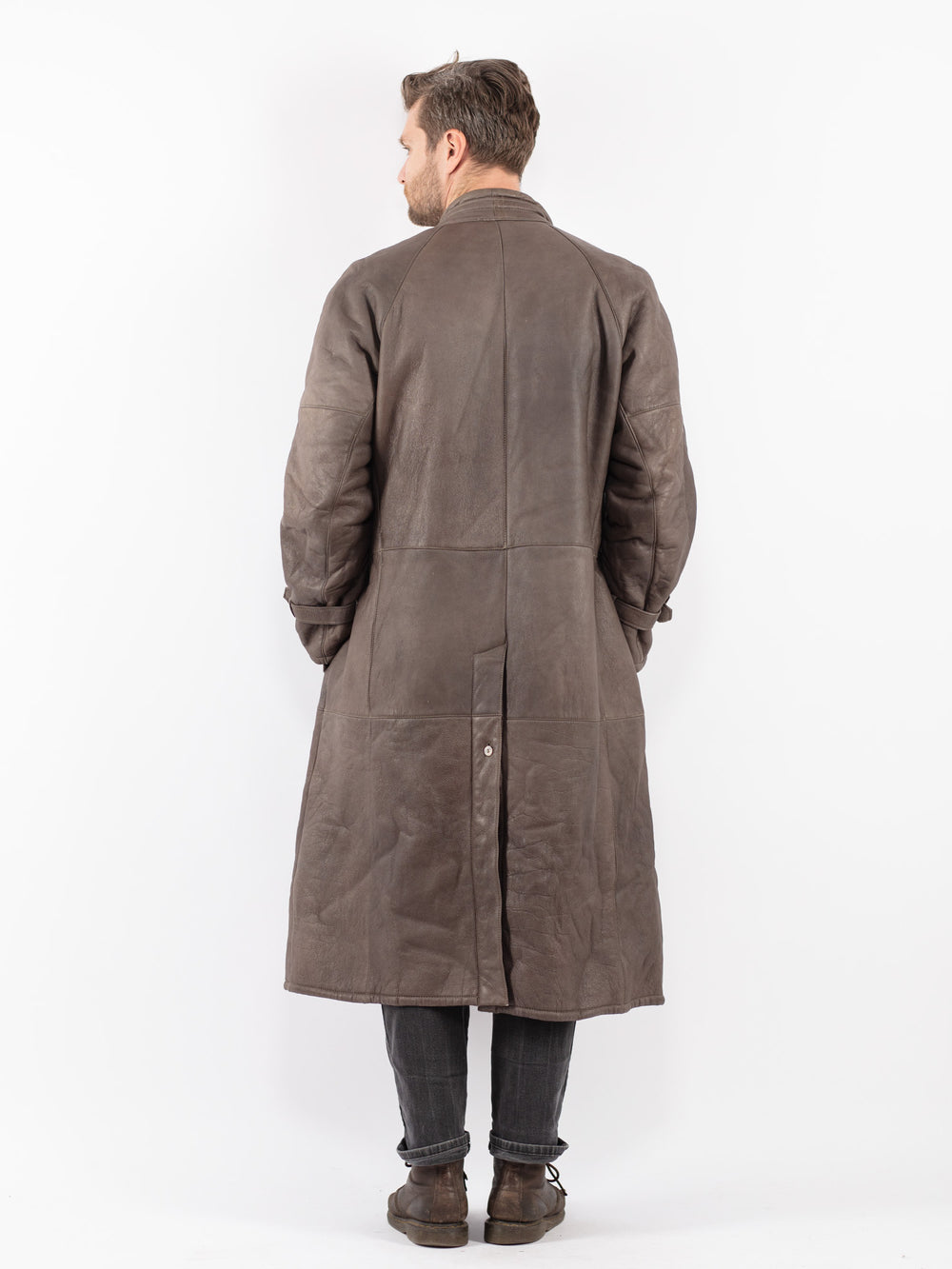 Vintage 70's Men Sheepskin Coat in Gray