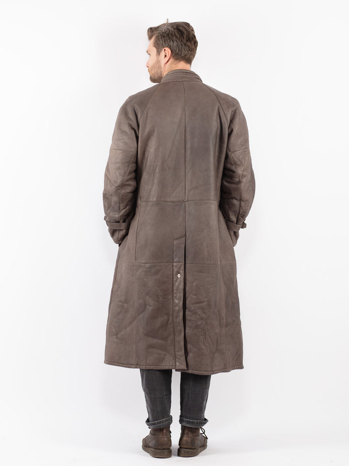 Vintage 70's Men Sheepskin Coat in Gray