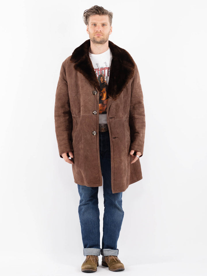 Vintage 70's Men Sheepskin Coat in BrownZ1579