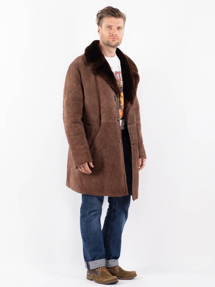 Vintage 70's Men Sheepskin Coat in BrownZ1579