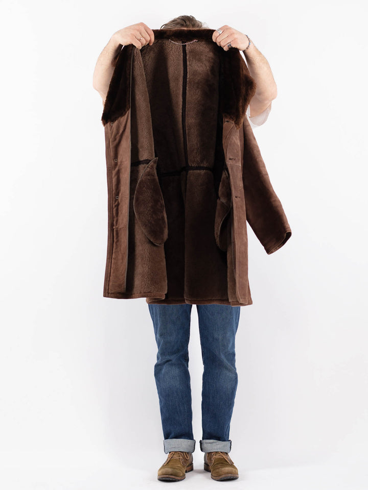 Vintage 70's Men Sheepskin Coat in BrownZ1579
