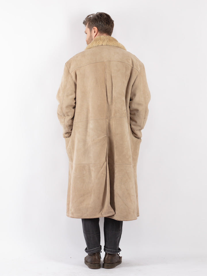 Vintage 70's Men Sheepskin Coat in Beige