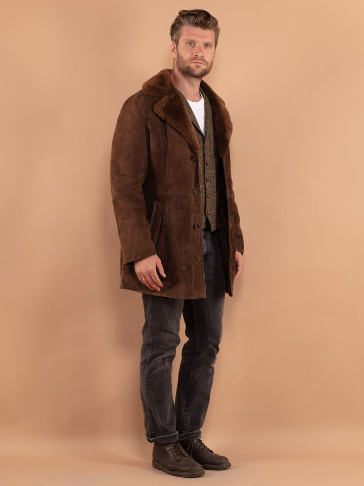 Vintage 70's Men Sheepskin Coat in Brown