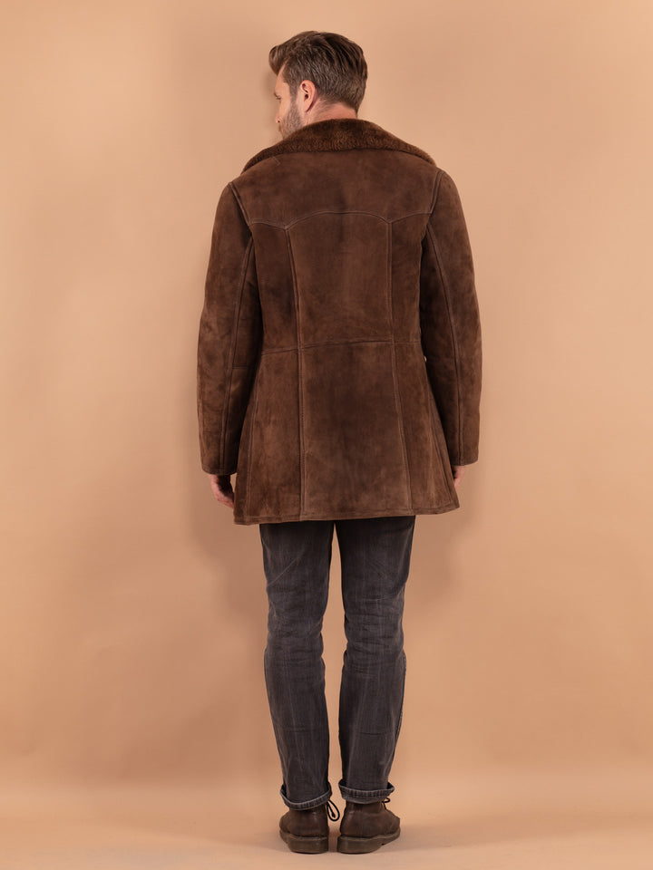 Vintage 70's Men Sheepskin Coat in Brown
