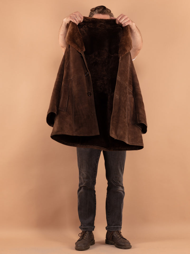 Vintage 70's Men Sheepskin Coat in Brown
