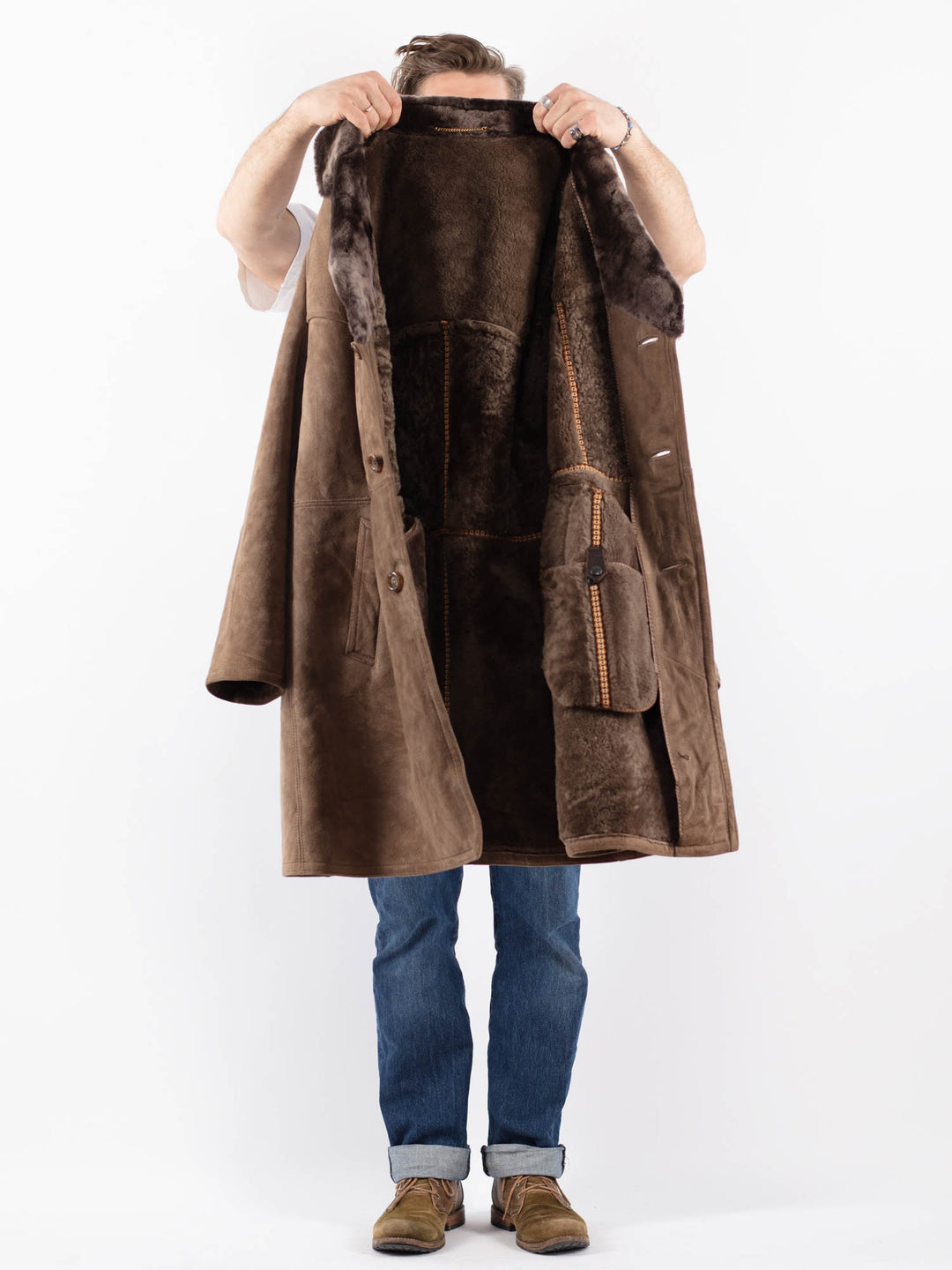 Vintage 70's Men Sheepskin Coat in BeigeZ1582