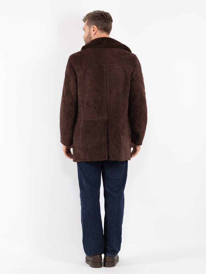 Vintage 70's Men Sheepskin Coat in Brown