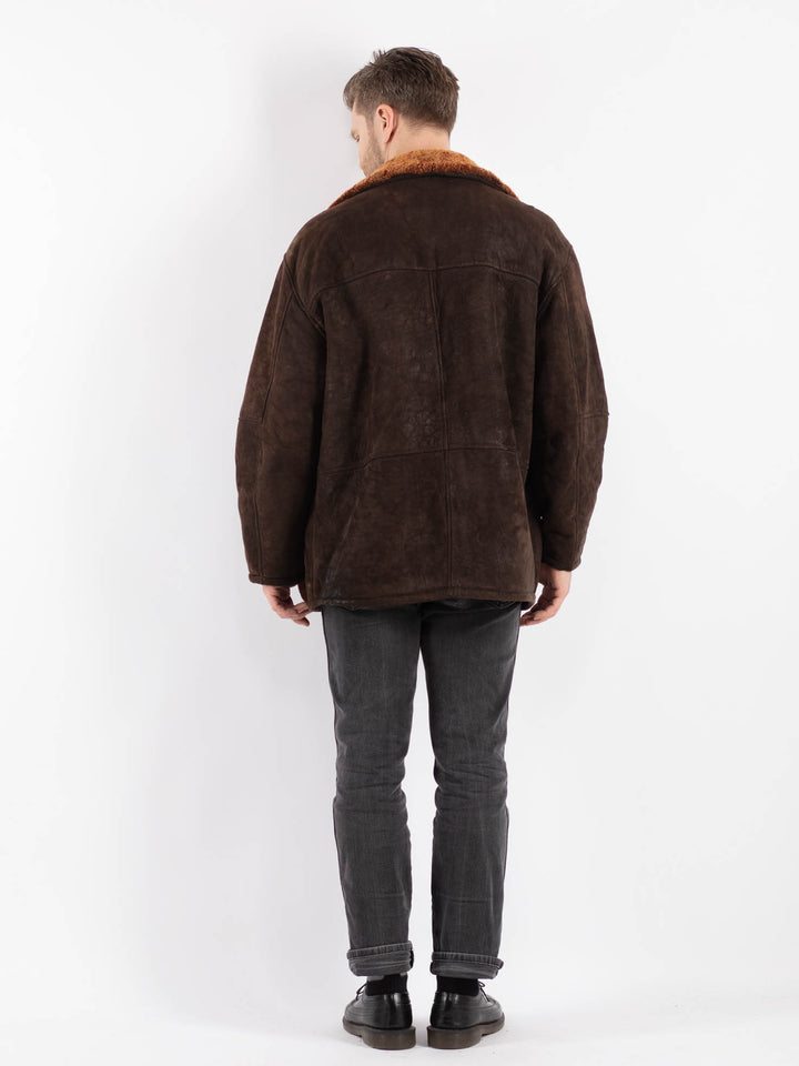 Vintage 70's Men Sheepskin Shearling in Brown