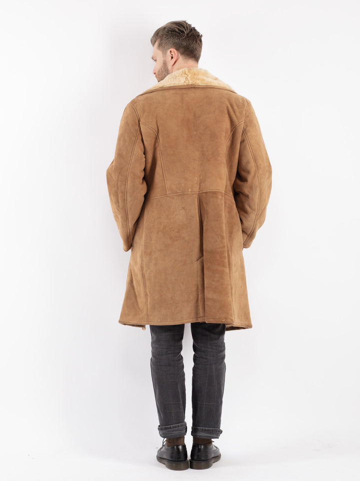 Vintage 70's Men Sheepskin Coat in Beige
