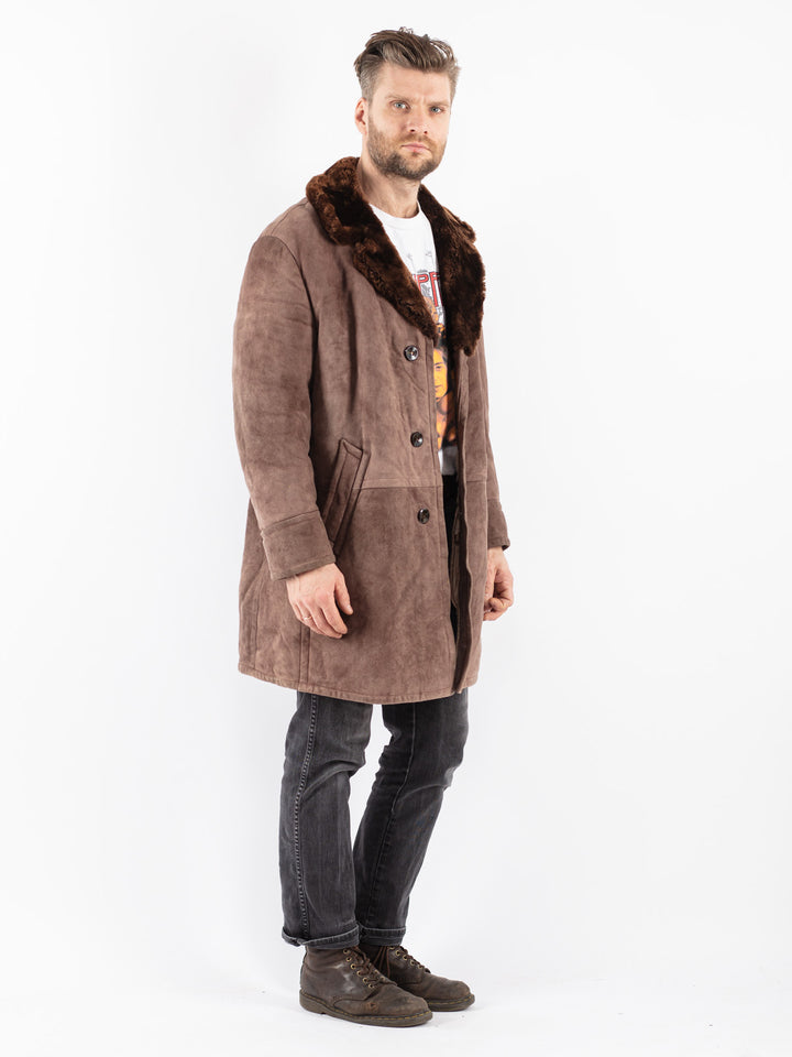 Vintage 70's Men Sheepskin Coat in Brown