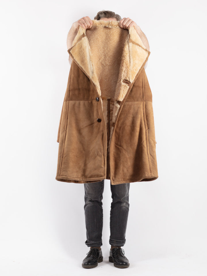 Vintage 70's Men Sheepskin Coat in Beige