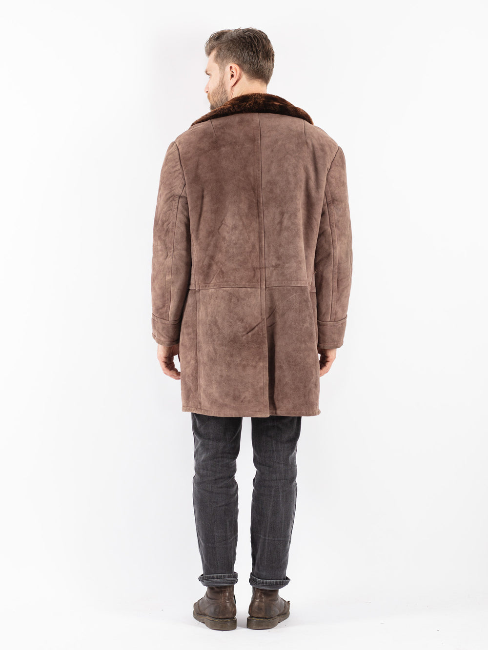 Vintage 70's Men Sheepskin Coat in Brown