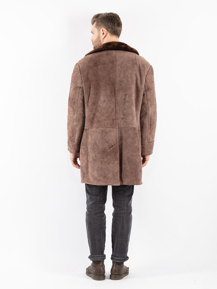 Vintage 70's Men Sheepskin Coat in Brown