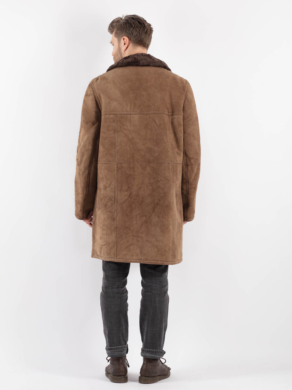Vintage 70's Men Sheepskin Coat in Beige