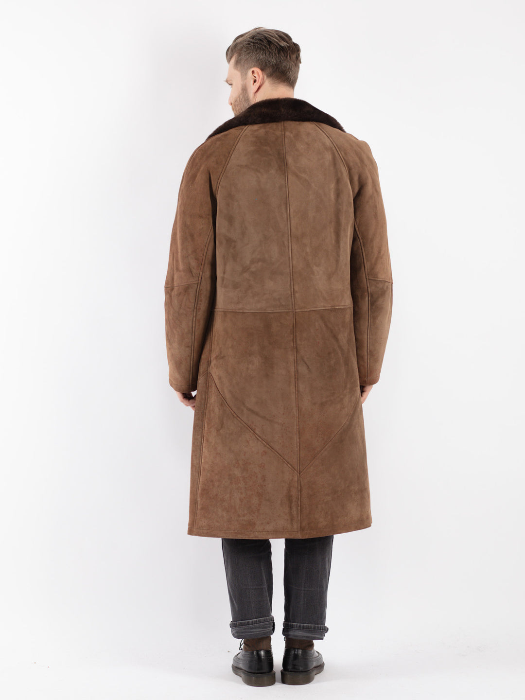 Vintage 70's Men Sheepskin Coat in Brown