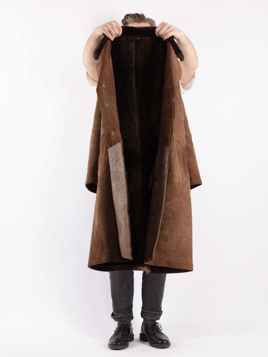 Vintage 70's Men Sheepskin Coat in Brown