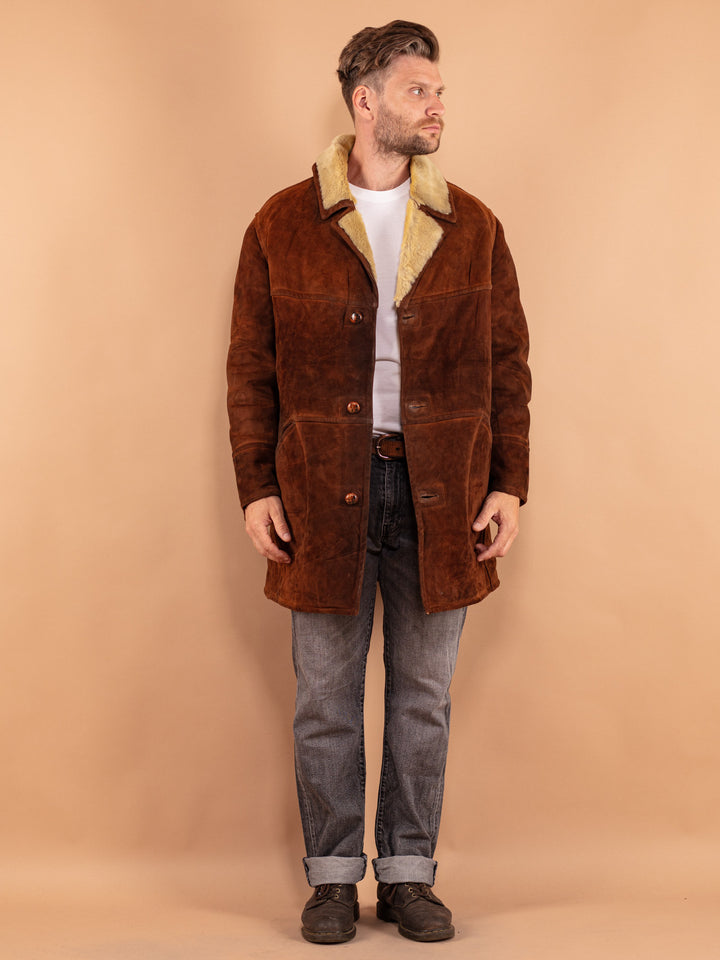 Vintage 70's Men Sheepskin Coat in Brown