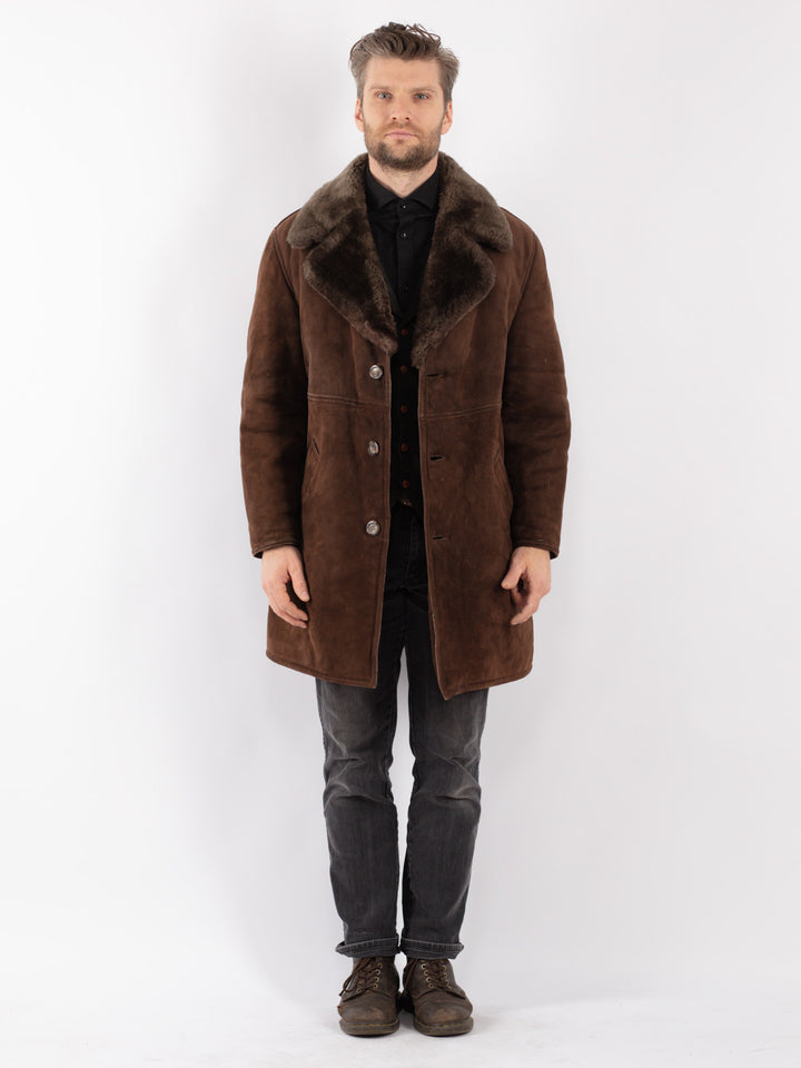 Vintage 70's Men Sheepskin Coat in Brown