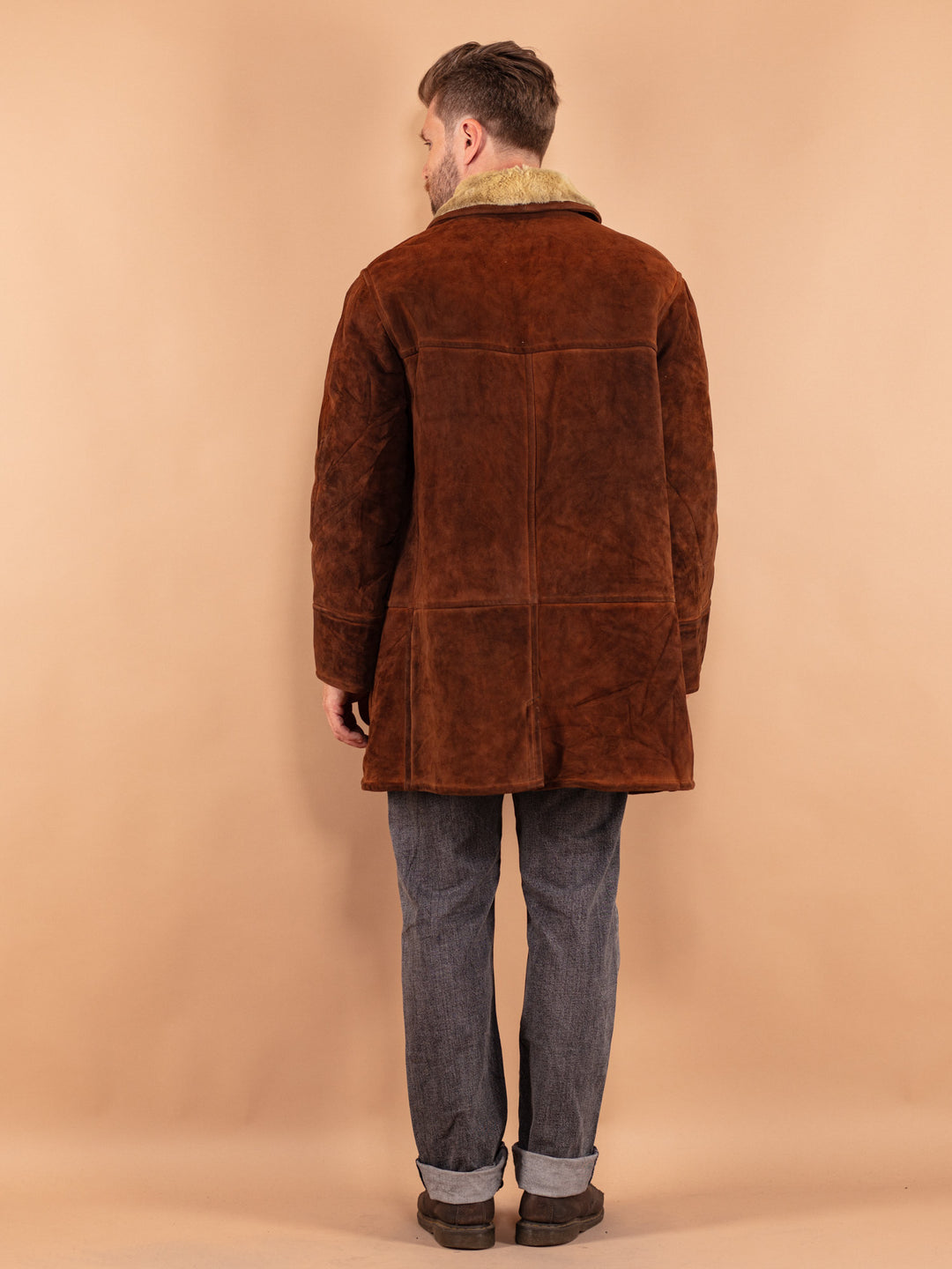 Vintage 70's Men Sheepskin Coat in Brown