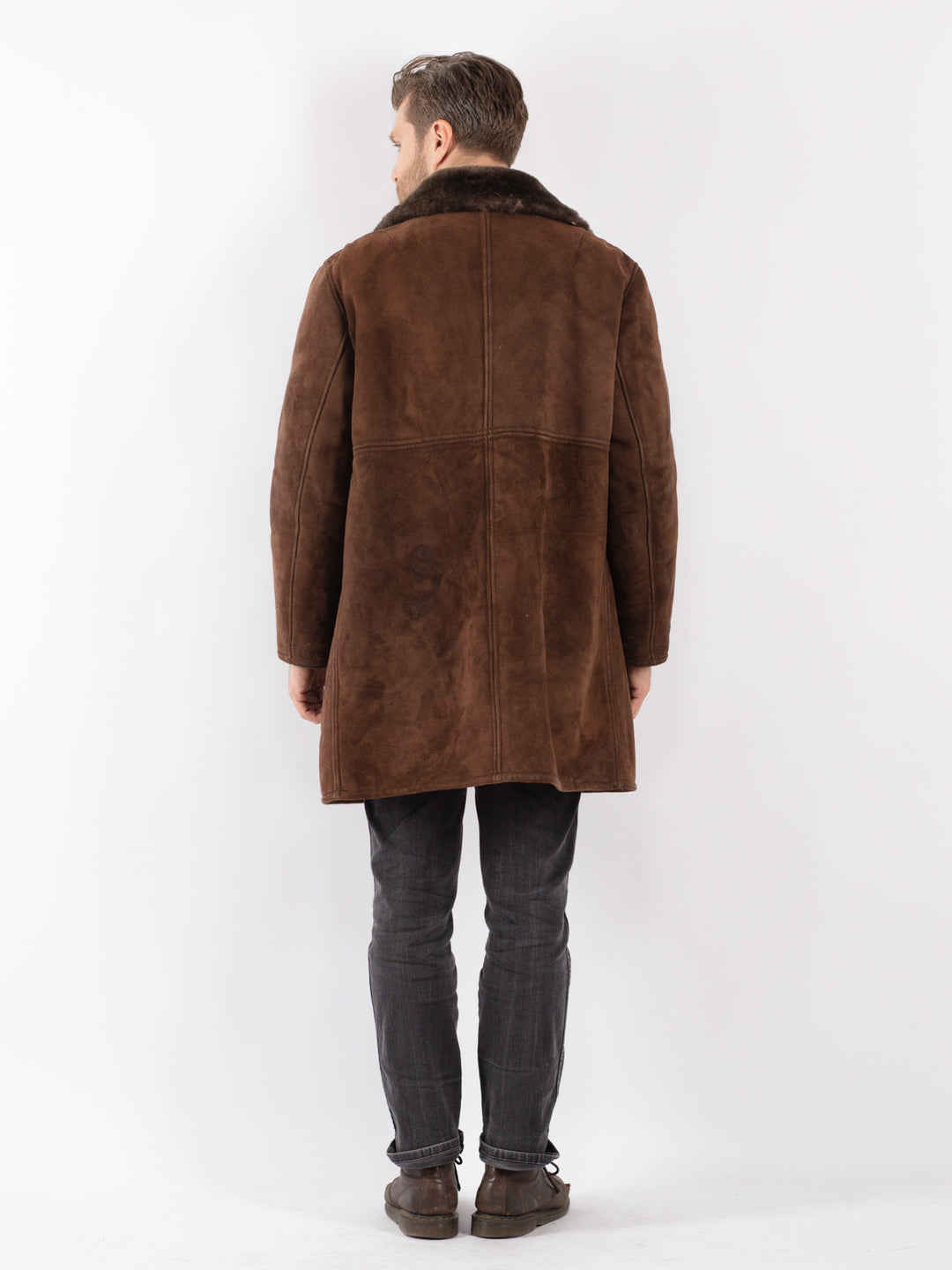 Vintage 70's Men Sheepskin Coat in Brown