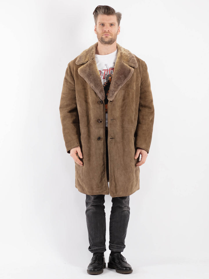 Vintage 70's Men Sheepskin Coat in BeigeZ496