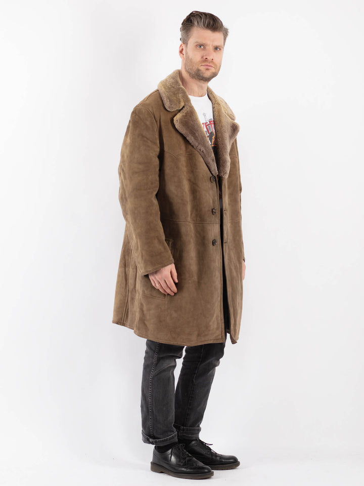 Vintage 70's Men Sheepskin Coat in BeigeZ496