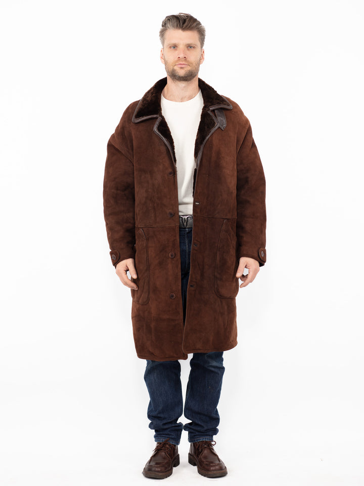 Vintage 70's Men Sheepskin Coat in Brown