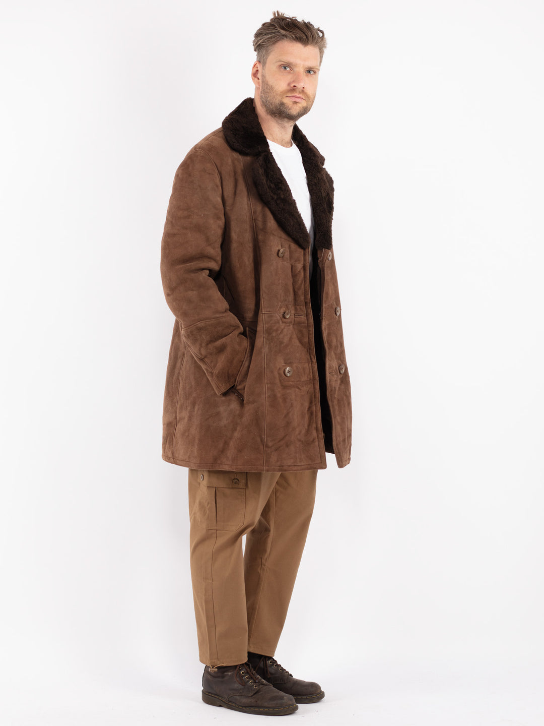 Vintage 70's Men Sheepskin Coat in Brown
