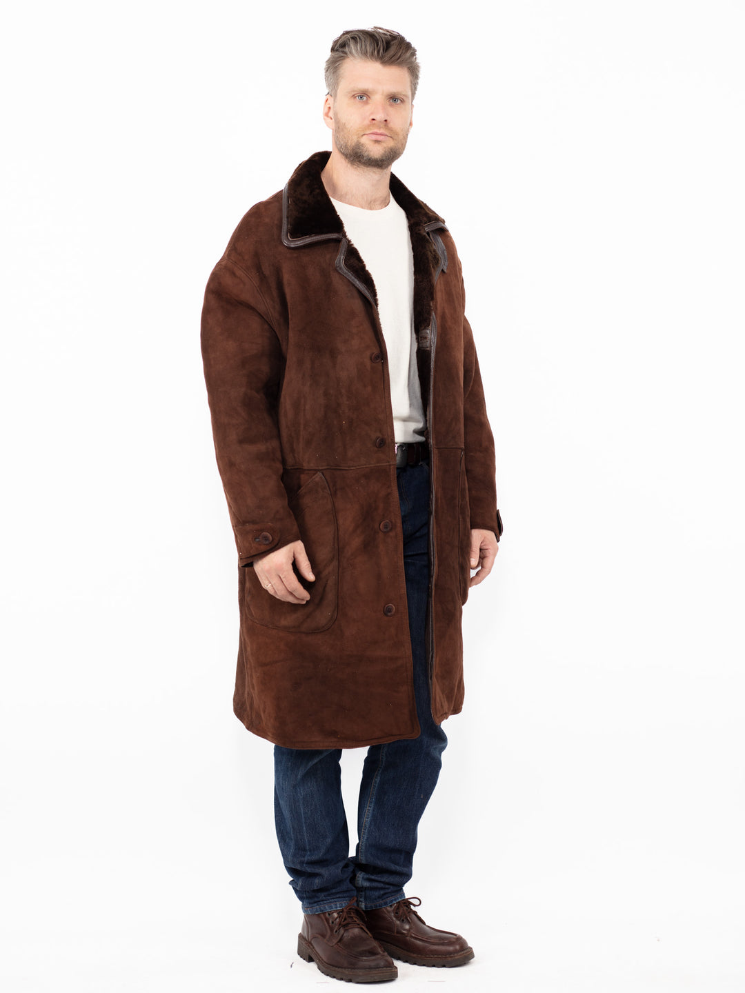 Vintage 70's Men Sheepskin Coat in Brown