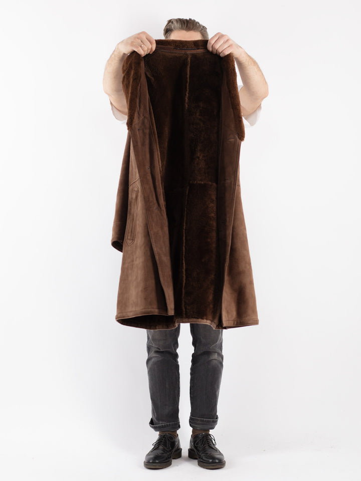 Vintage 70's Men Sheepskin Coat in Brown