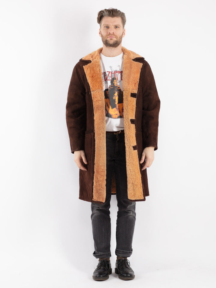 Vintage 70's Men Sheepskin Coat in BrownZ378