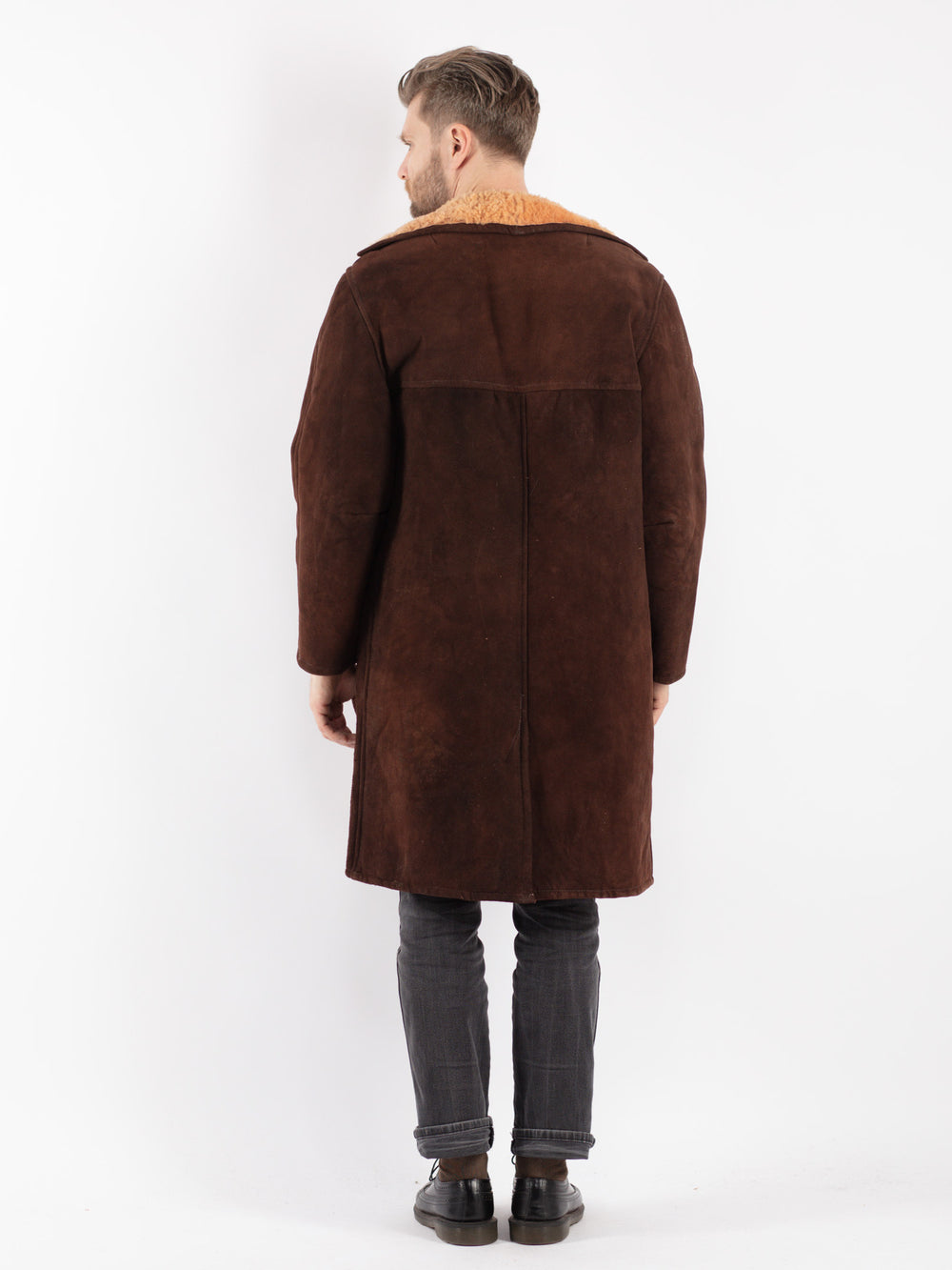 Vintage 70's Men Sheepskin Coat in BrownZ378