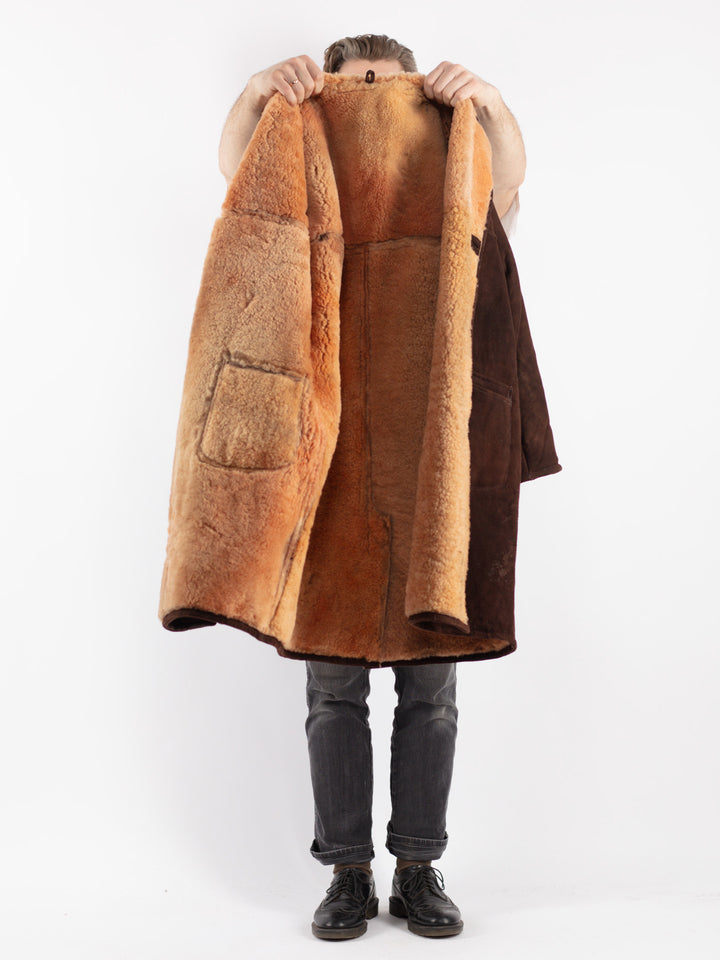 Vintage 70's Men Sheepskin Coat in BrownZ378