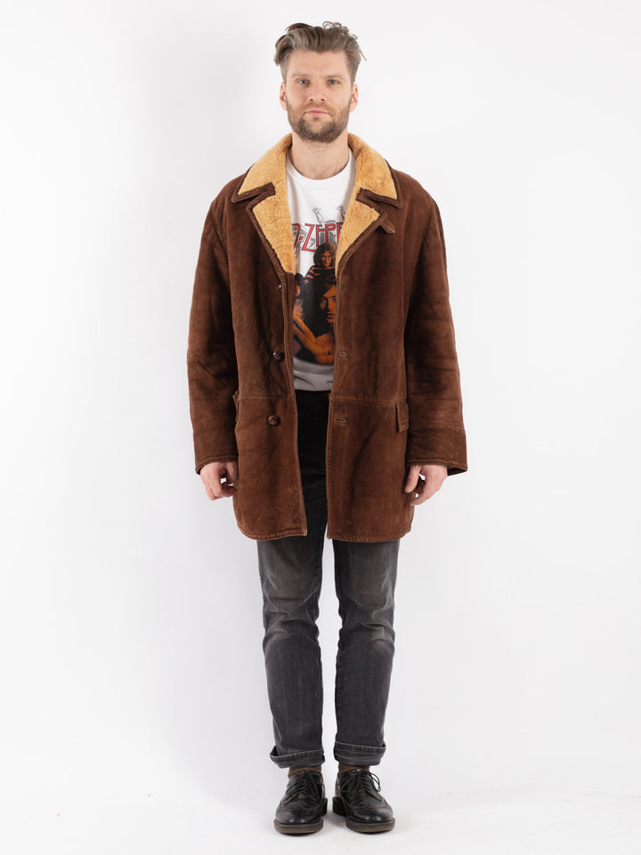 Vintage 70's Men Sheepskin Coat in Brown