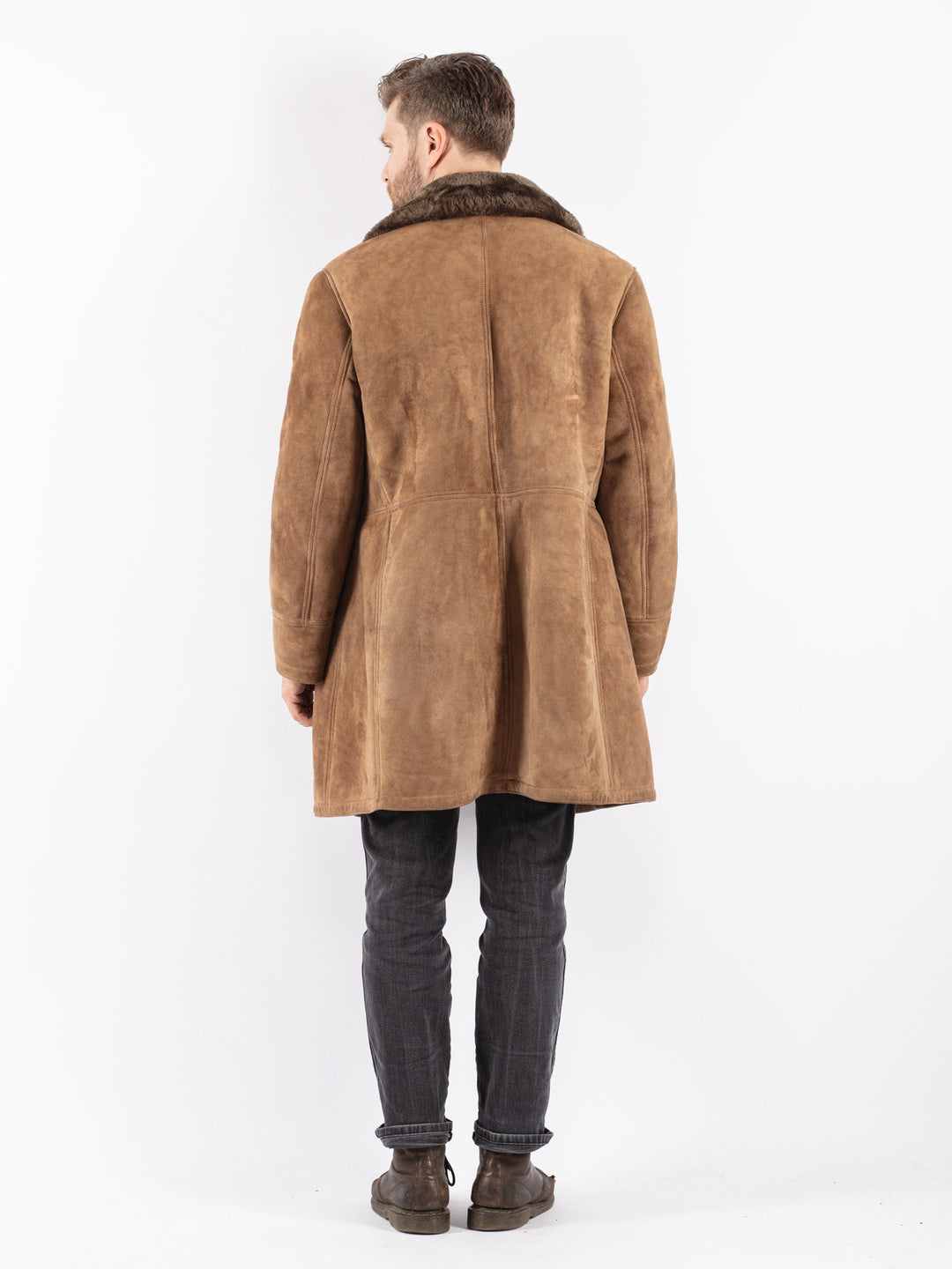 Vintage 70's Men Sheepskin Coat in Beige