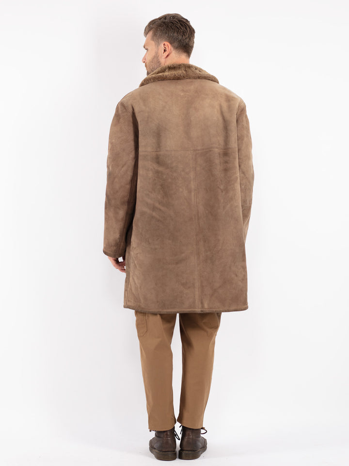 Vintage 70's Men Sheepskin Coat in Beige