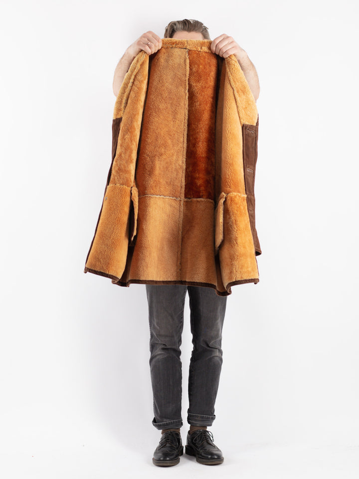 Vintage 70's Men Sheepskin Coat in Brown