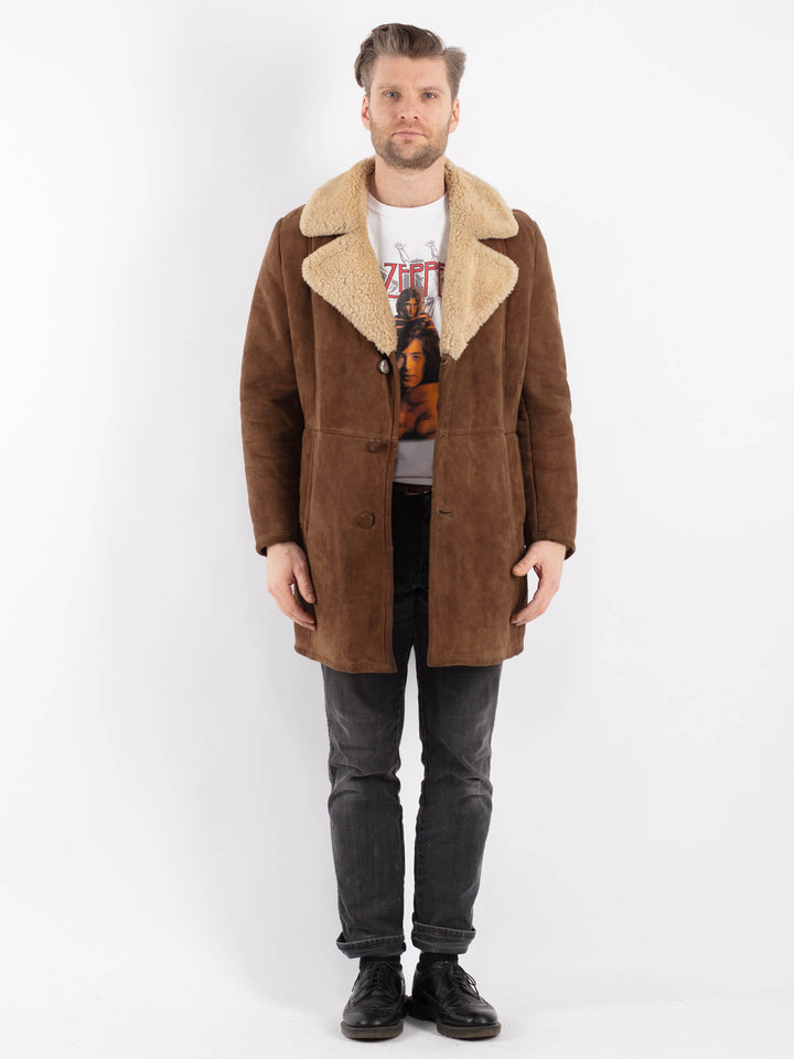 Vintage 70's Men Sheepskin Coat in BrownZ498