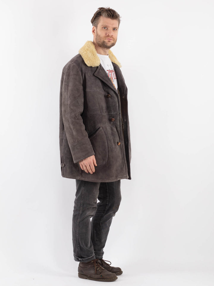 Vintage 70's Men Sheepskin in GrayZ594