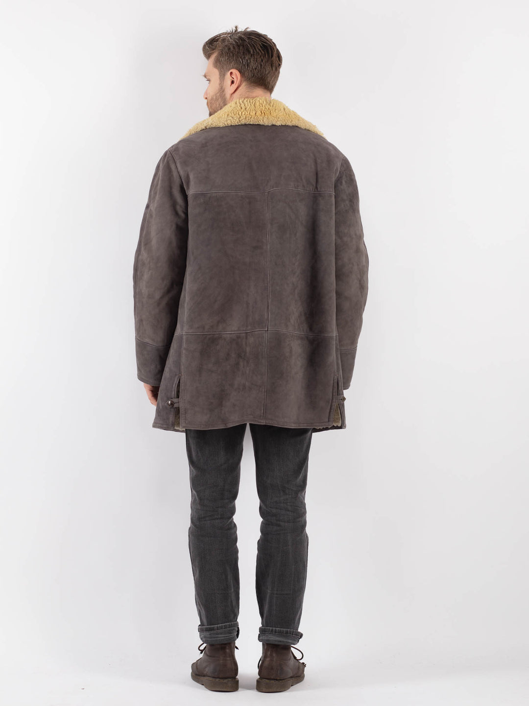 Vintage 70's Men Sheepskin in GrayZ594