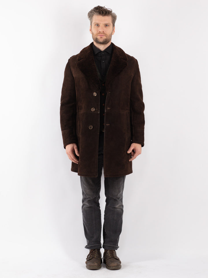 Vintage 70's Men Sheepskin Shearling Coat in