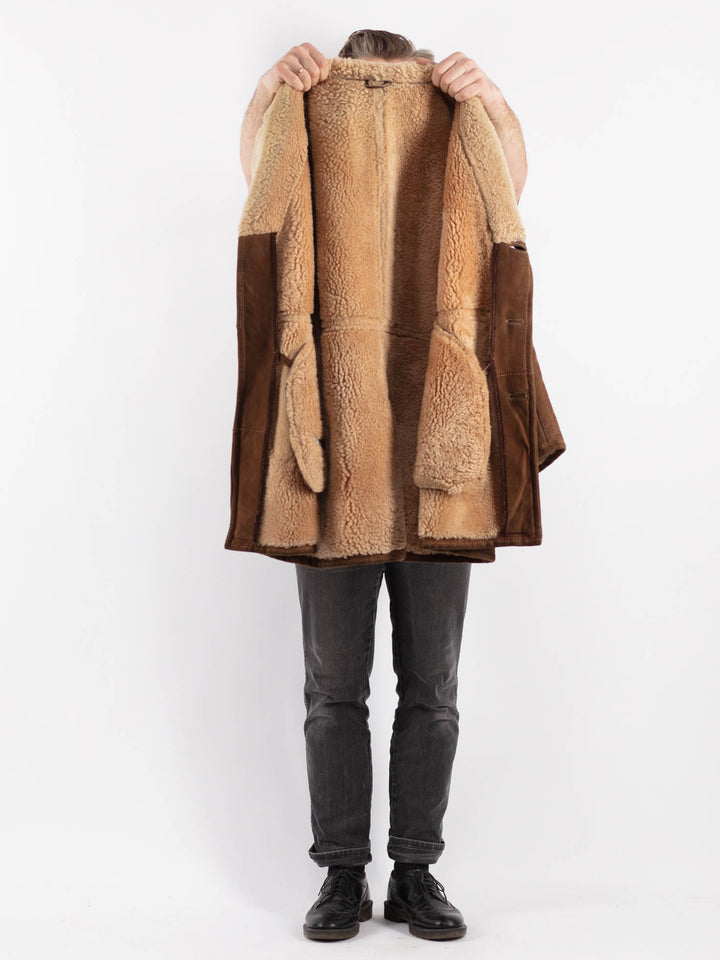 Vintage 70's Men Sheepskin Coat in BrownZ498