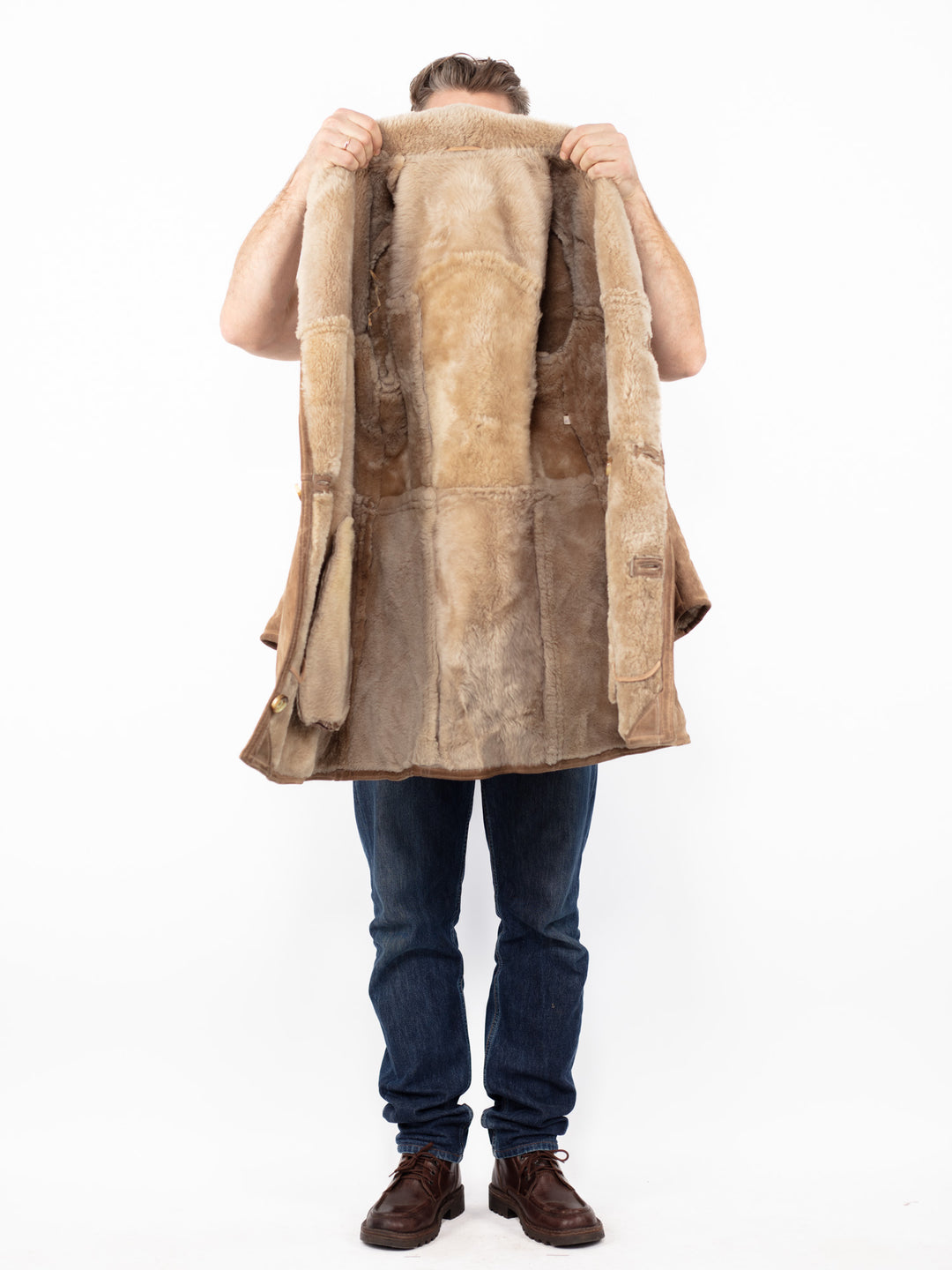 Vintage 70's Men Sheepskin Coat in BeigeZ2629