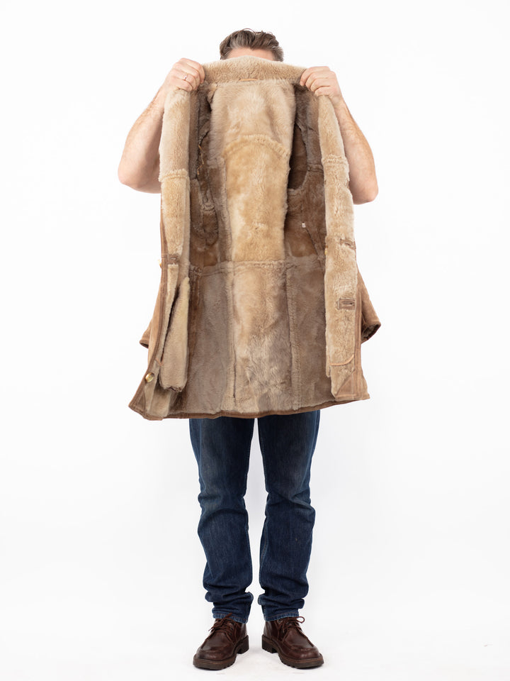 Vintage 70's Men Sheepskin Coat in BeigeZ2629
