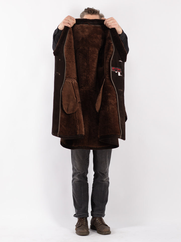 Vintage 70's Men Sheepskin Shearling Coat in